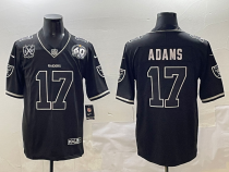 Men's Las Vegas Raiders #17 Davante Adams Black With Nevada Silver Stat Patch & 60th Patch Jersey