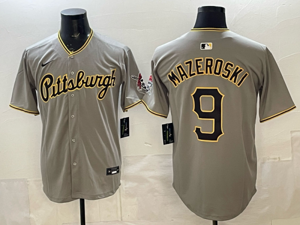Men's Pittsburgh Pirates #9 Bill Mazeroski Gray Limited Stitched Baseball Jersey