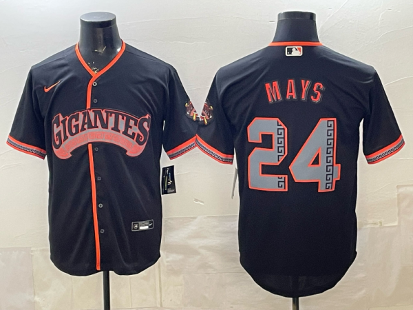 Men's San Francisco Giants #24 Mays Black 2026 Alternate Stadium Stitched Baseball Jersey