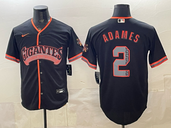 Men's San Francisco Giants #2 Adames Black 2026 Alternate Stadium Stitched Baseball Jersey