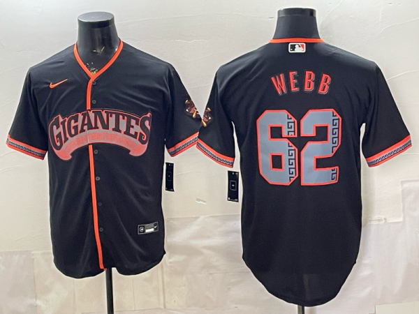 Men's San Francisco Giants #62 Webb Black 2026 Alternate Stadium Stitched Baseball Jersey