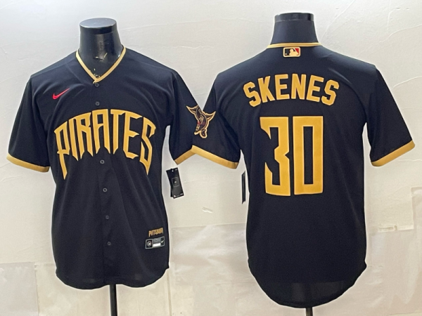 Men's Pittsburgh Pirates #30 Paul Skenes Black 2026 City Connect Stadium Stitched Jersey