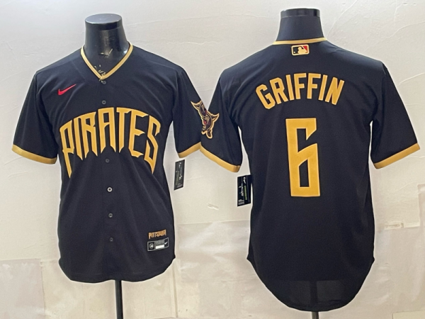 Men's Pittsburgh Pirates #6 Griffin Black 2026 City Connect Stadium Stitched Jersey