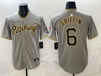 Men's Pittsburgh Pirates #6  Griffin Grey Game Jersey