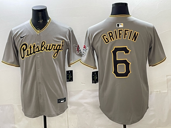 Men's Pittsburgh Pirates #6  Griffin Grey Game Jersey