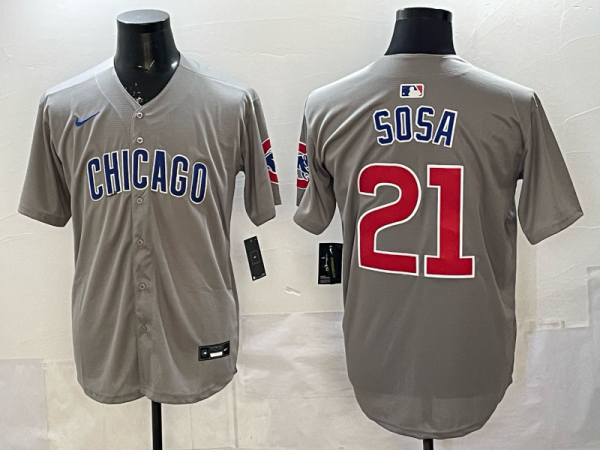 Men's Chicago Cubs #21 Sammy Sosa Gray Limited Stitched Baseball Jersey