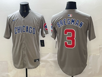 Men's Chicago Cubs #3 Alex Bregman Grey 2026 Home Limited Stitched Baseball Jersey