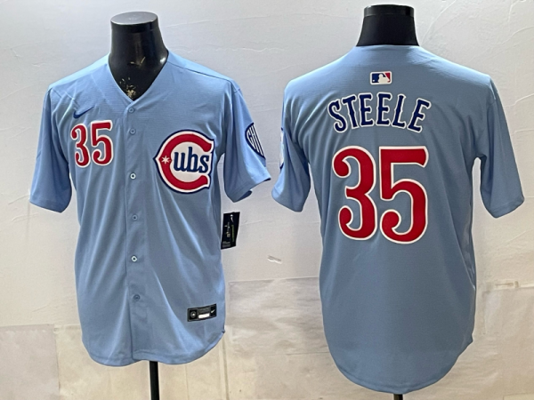 Men's Chicago Cubs #35 Justin Steele Blue 2024/25 2nd Alternate Limited Stitched Jersey