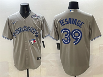 Men's Toronto Blue Jays #39 Trey Yesavage Grey 2025 World Series Cool Base Stitched Jersey