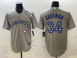 Men's Toronto Blue Jays #34 Kevin Gausman Gray 2025 World Series Cool Base Stitched Jersey