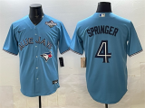 Men's Toronto Blue Jays #4 George Springer Royal 2025 World Series Cool Base Stitched Jersey