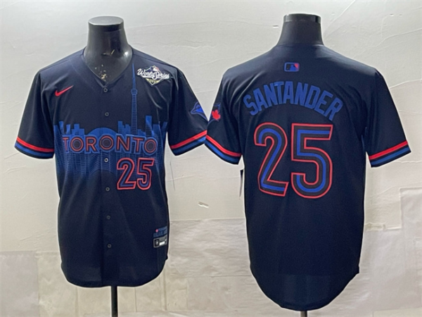 Men's Toronto Blue Jays #25 Anthony Santander Navy 2025 World Series City Connect Jersey