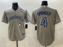 Men's Toronto Blue Jays #4 George Springer Grey 2025 World Series Cool Base Stitched Jersey