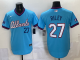 Men's Atlanta Braves #27 Austin Riley Powder Blue 2026 City Connect Stadium Stitched Jersey