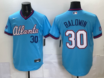 Men's Atlanta Braves #30 Drake Baldwin Powder Blue 2026 City Connect Stadium Stitched Jersey