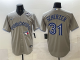 Men's Toronto Blue Jays #31 Max Scherzer Gray 2025 World Series Cool Base Stitched Jersey