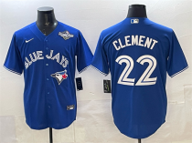 Men's Toronto Blue Jays #22 Ernie Clement Blue 2025 World Series 2025 World Series Home Jersey