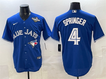 Men's Toronto Blue Jays #4 George Springer Navy 2025 World Series Home Jersey