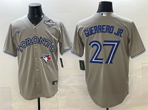 Men's Toronto Blue Jays #27 Vladimir Guerrero Jr. Gray 2025 World Series Cool Base Stitched Jersey