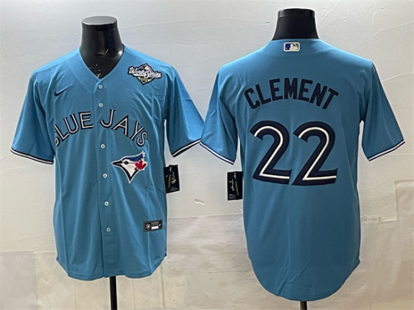 Men's Toronto Blue Jays #22 Ernie Clement Royal 2025 World Series 2025 World Series Home Jersey
