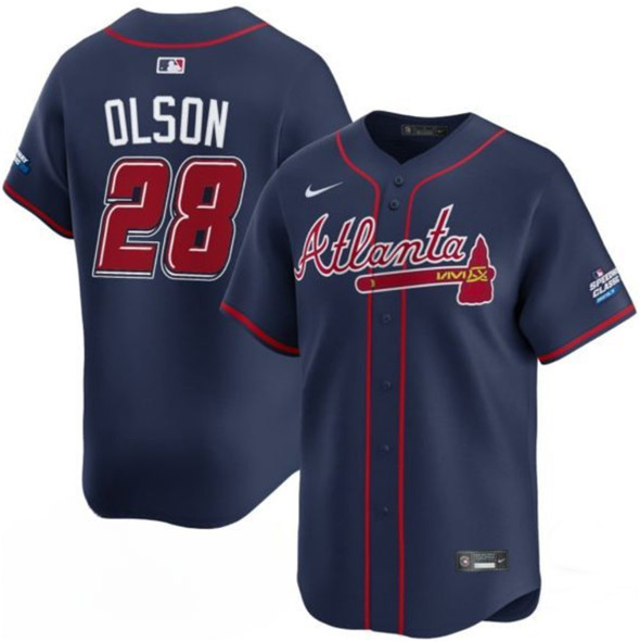 Men's Atlanta Braves #28 Matt Olson Navy 2025 Speedway Classic Alternate Limited Jersey