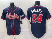 Men's Atlanta Braves #24 Sanders Navy 2025 Speedway Classic Alternate Limited Jersey