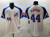 Men's Atlanta Braves #44 Hank Aaron White 2023 City Connect Cool Base With Patch Jersey