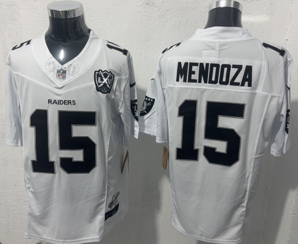 Men's Las Vegas Raiders #15 Fernando Mendoza White F.U.S.E. 65th Anniversary Patch Limited Jersey