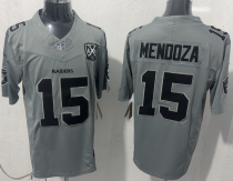 Men's Las Vegas Raiders #15 Fernando Mendoza Grey F.U.S.E. 65th Anniversary Patch Limited Jersey