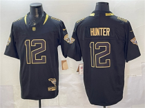 Men's Jacksonville Jaguars #12 Travis Hunter Black Gold 2025 F.U.S.E. With Patch Vapor Limited Jersey