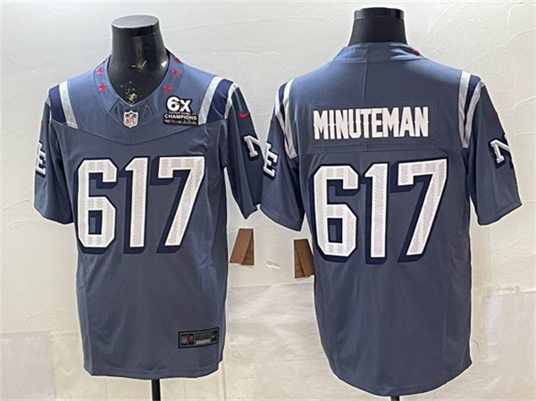 Men's New England Patriots #617 Minuteman 2025 F.U.S.E. With 6x Super Bowl Champions Vapor  Limited Jersey