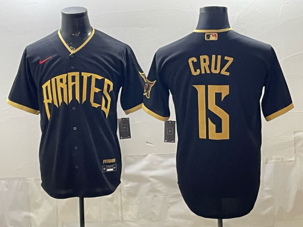 Men's Pittsburgh Pirates #15 Oswin Appollis Black 2026 City Connect Stadium Stitched Jersey
