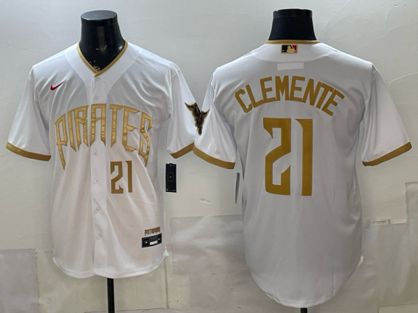 Men's Pittsburgh Pirates #21 Roberto Clemente White 2026 City Connect Stadium Stitched Jersey