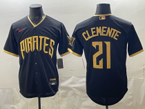 Men's Pittsburgh Pirates #21 Roberto Clemente Black 2026 City Connect Stadium Stitched Jersey