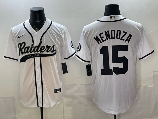 Men's Las Vegas Raiders #15 Fernando Mendoza Black Baseball Jersey