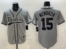 Men's Las Vegas Raiders #15 Fernando Mendoza Grey Baseball Jersey