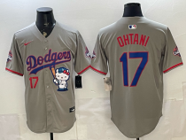 Men's Los Angeles Dodgers #17 Shohei Ohtani Grey Stitched Jersey