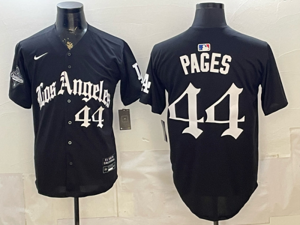 Men's Los Angeles Dodgers #44 Andy Pages Black Stitched Baseball Jersey