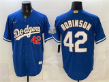 Men's Los Angeles Dodgers #42 Jackie Robinson Royal 2026 Alternate Gold Jersey