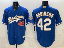 Men's Los Angeles Dodgers #42 Jackie Robinson Royal 2026 Alternate Gold Jersey