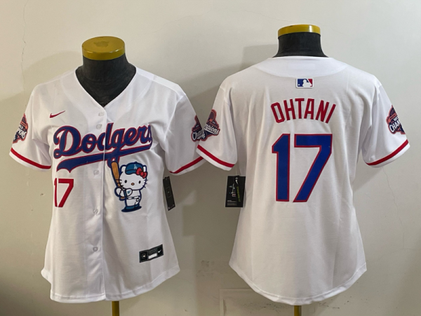 Women Los Angeles Dodgers #17 Shohei Ohtani White Stitched Jersey