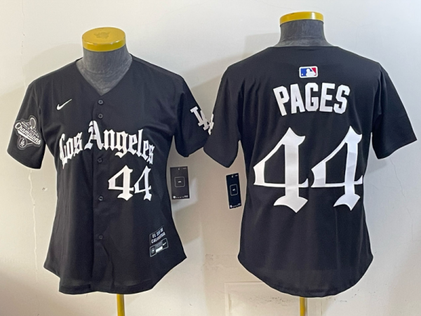 Women Los Angeles Dodgers #44 Andy Pages Black Stitched Baseball Jersey