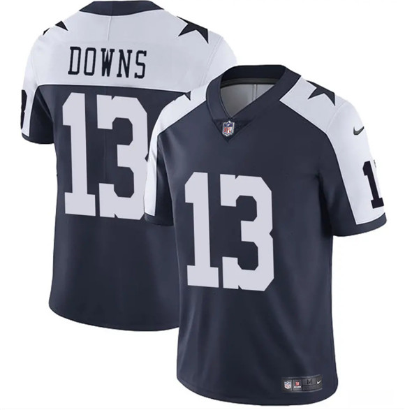 Men's Dallas Cowboys #13 Caleb Downs Navy/White 2026 Draft Thanksgiving Vapor Untouchable Limited Jersey