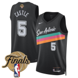 Men's San Antonio Spurs #5 Stephon Castle Black 2026 Finals Patch City Edition Stitched Jersey