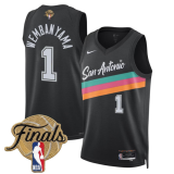 Men's San Antonio Spurs #1 Victor Wembanyama Black 2026 Finals Patch City Edition Stitched Jersey