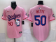 Men's Los Angeles Dodgers #50 Mookie Betts Pink Stitched Jersey