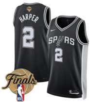 Men's San Antonio Spurs #2 Dylan Harper Black 2026 Finals Patch Association Edition Stitched Jersey