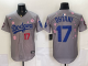 Men's Los Angeles Dodgers #17 Shohei Ohtani Grey 2025 Tokyo Series Limited Stitched Baseball Jersey