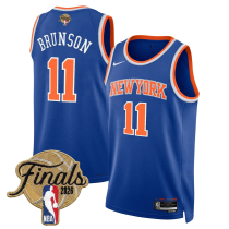 Men's New Yok Knicks #11 Jalen Brunson Blue 2026 Finals Patch Icon Edition Stitched Basketball Jersey