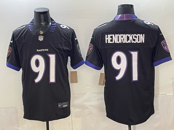 Men's Baltimore Ravens #91 Trey Hendrickson Black 2026 F.U.S.E. Alternate Vapor Stitched Jersey
